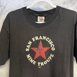 Vintage San Francisco Mime Troupe T Shirt Theater Political Satire Large